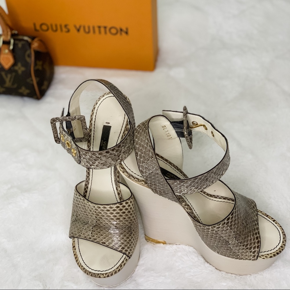 Louis Vuitton snakeskin platform sandals